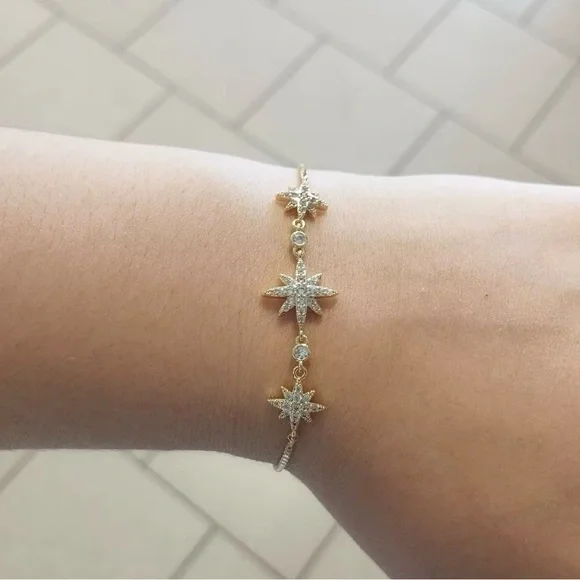 18K Star Celestial Gold Women’s Bracelet 8” - Picture 3 of 6